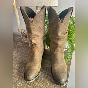 Durango® Women's 6 Distressed Tan Slouch Western 11”Shaft Cowboy Boot Brown Boot